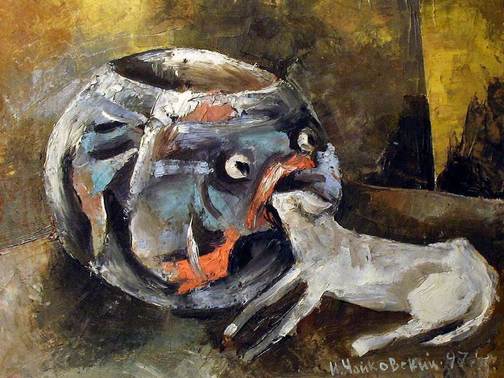 «Киска и рыбка». Холст, масло. 1997 г. «Киска и рыбка». Холст, масло. 1997 г.