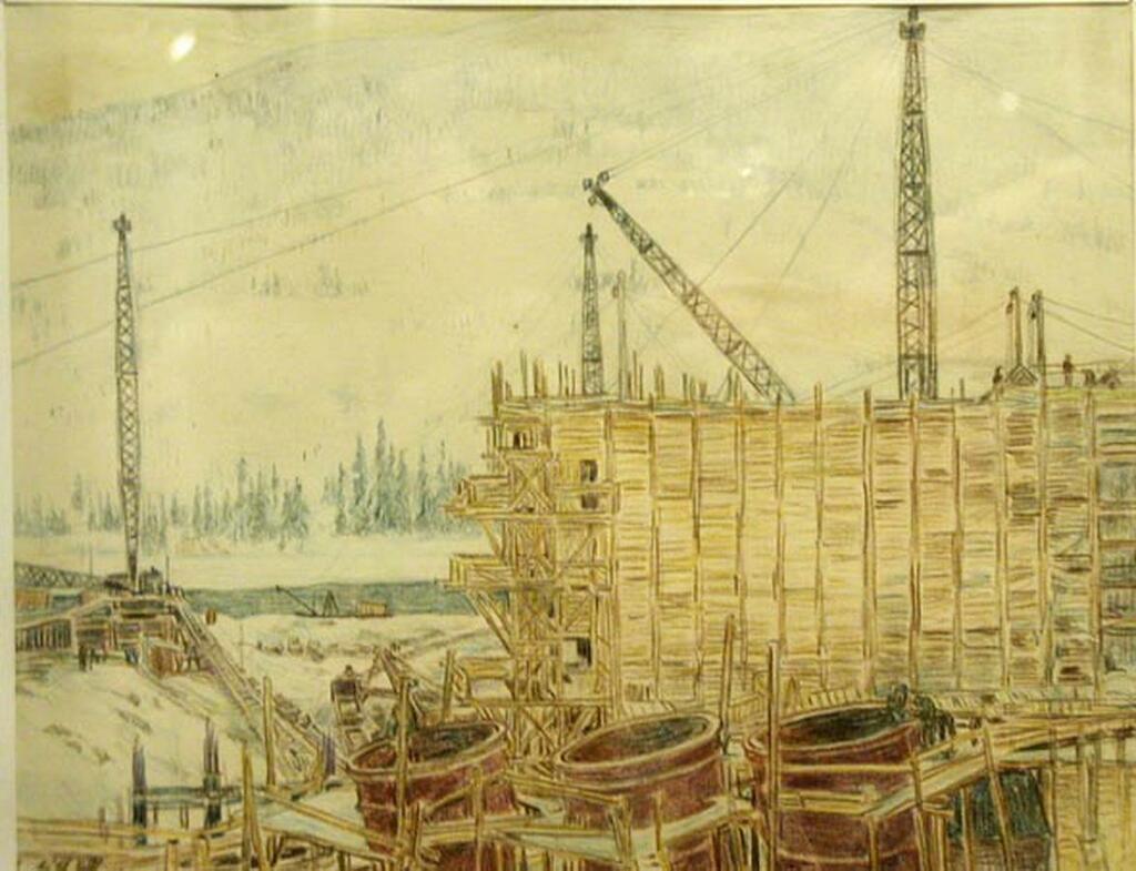 Иллюстрация процесса строительства, 1934 г.