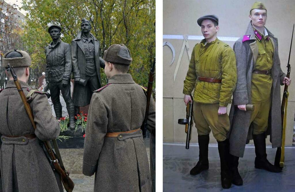 Сам памятник и те, с кого его лепили.