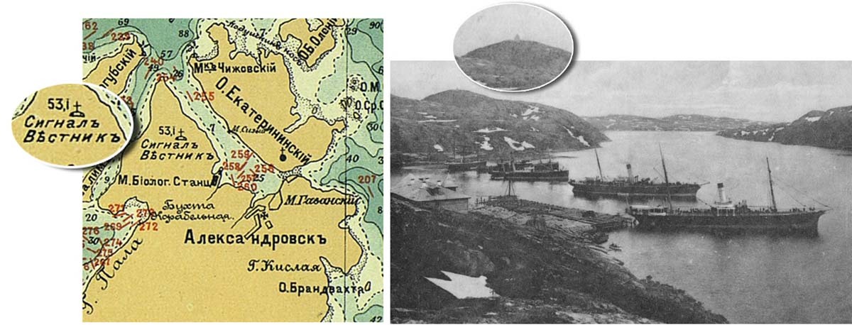 Знак &laquo;Вестника&raquo; на фото 1899 г. и карте 1909 г. Фото из коллекции автора.
