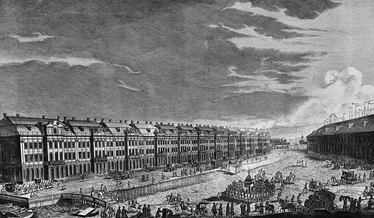 Здание Петровских коллегий, гравюра Е. Внукова, 1753 год. Фото Льва Федосеева. Здание Петровских коллегий, гравюра Е. Внукова, 1753 год. Фото Льва Федосеева.