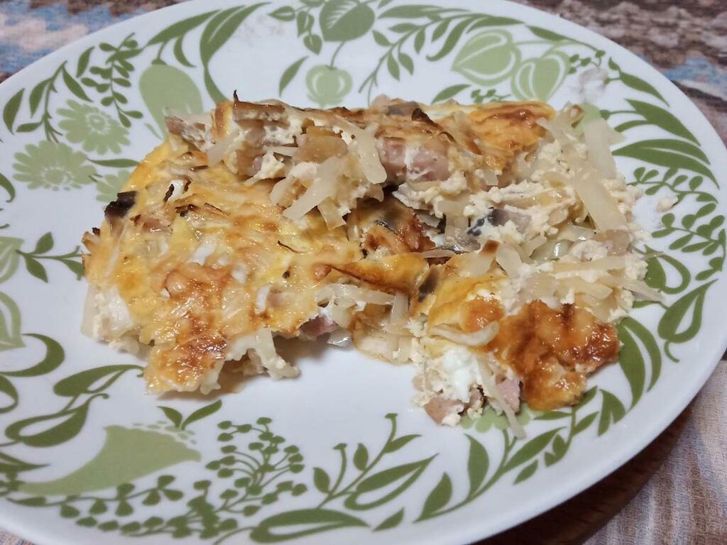 Жаренная запеканка с капустой.