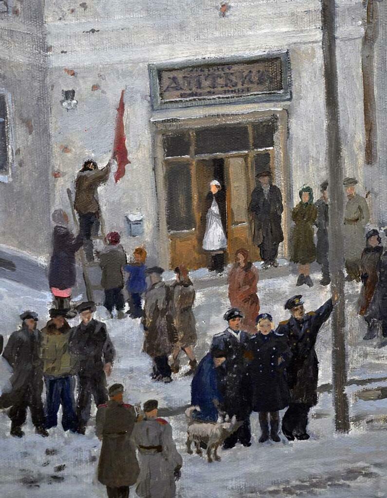 Льва Федосеева. Фрагмент картины «День Победы в Мурманске».